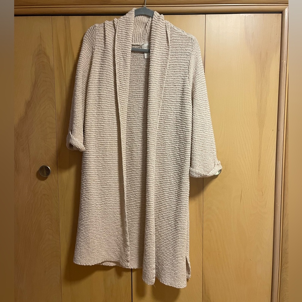 Chicos size 2 (Womens 12-14/Large) womens loose knit cardigan sweater 8 in cream